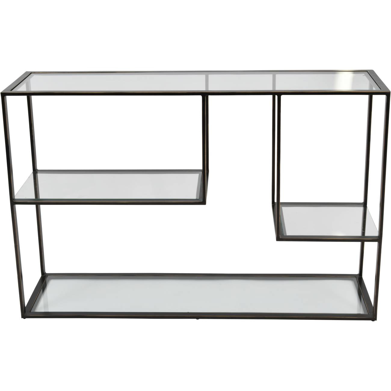 Deveraux Gilded Bronze Metal & Glass Console Table